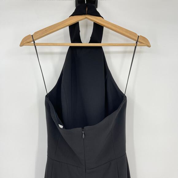 Amanda Uprichard | Queen Gown in Black Halter Neck Maxi Dress w/ Slit S - Picture 13 of 16
